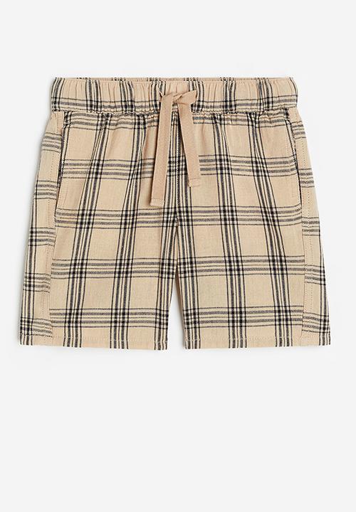 H&M - Pull-on shorts - beige black checked