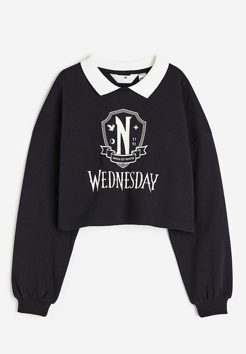 H&M - Boxy-style printed sweatshirt - black wednesday