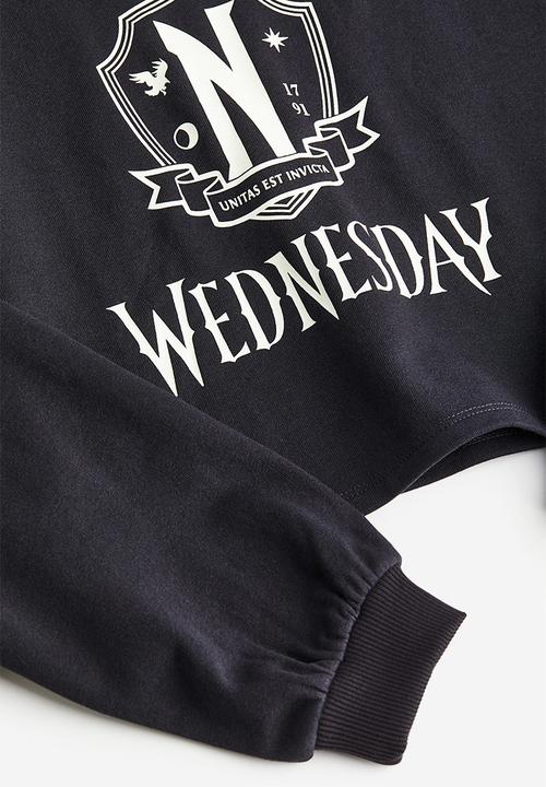 H&M - Boxy-style printed sweatshirt - black wednesday