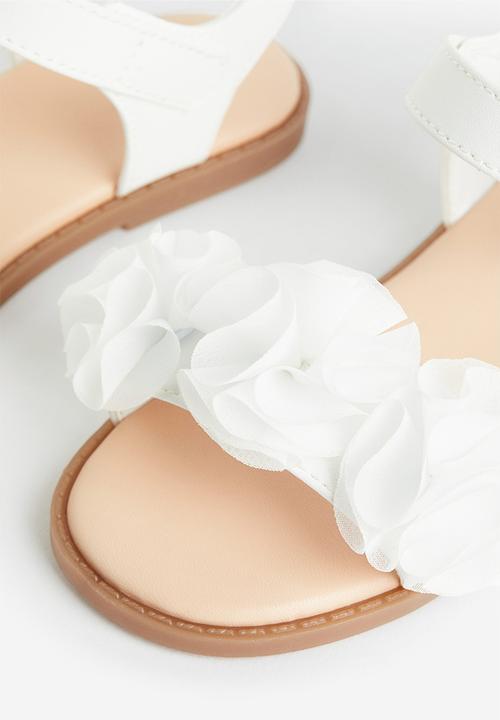H&M - Appliquéd sandals - white flowers