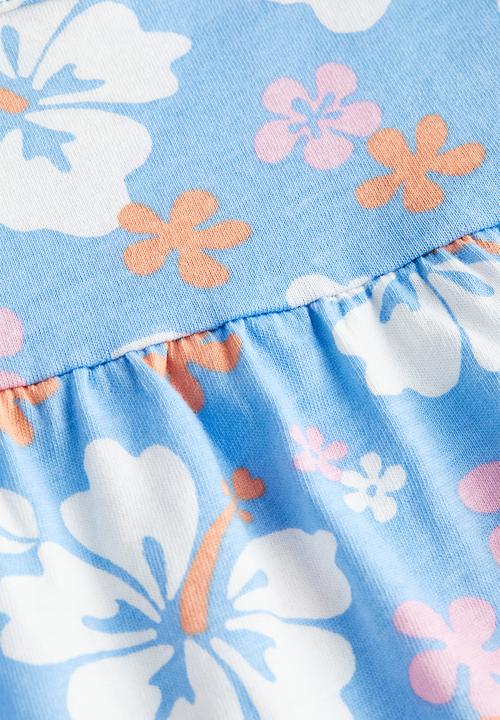 H&M - Cotton strappy top - light blue hibiscus
