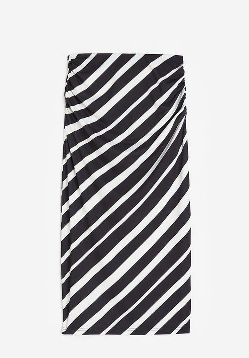 H&M - Draped pencil skirt - black striped