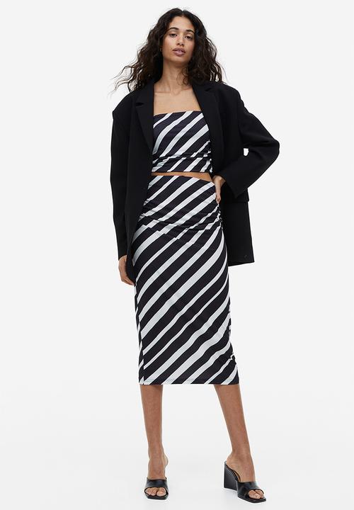 H&M - Draped pencil skirt - black striped