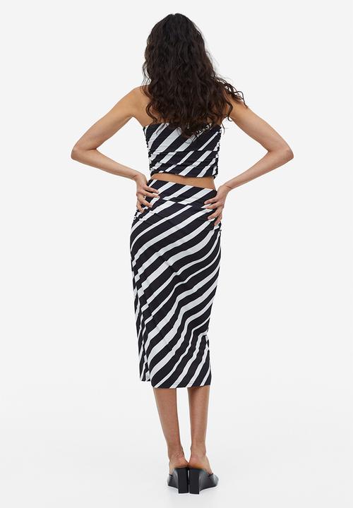 H&M - Draped pencil skirt - black striped