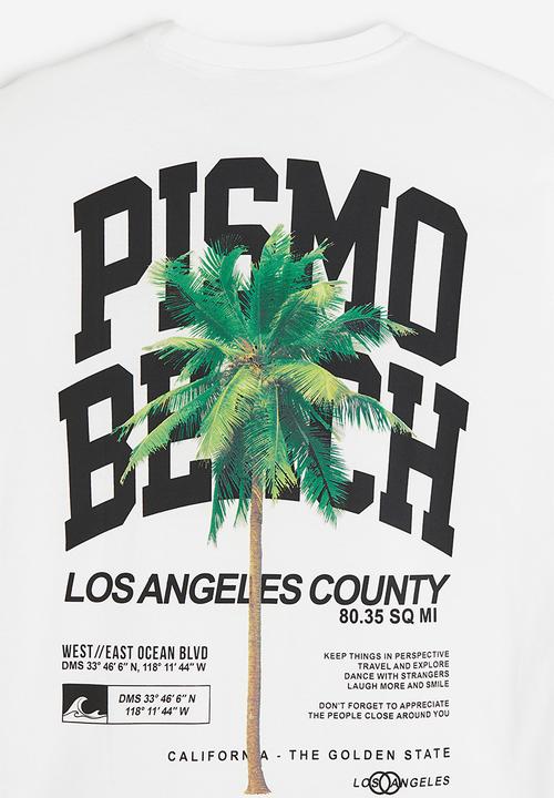H&M - Regular fit printed T-shirt - white pismo beach