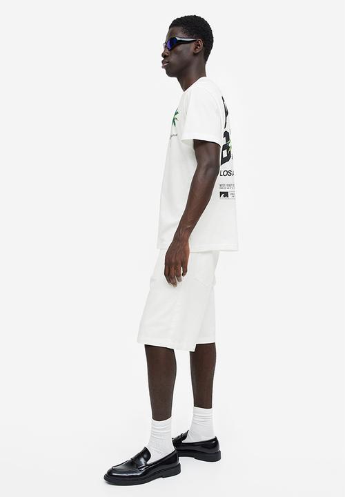 H&M - Regular fit printed T-shirt - white pismo beach