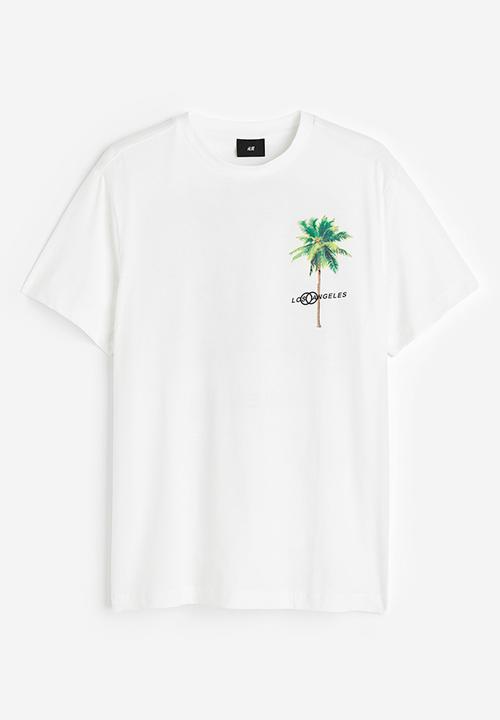 H&M - Regular fit printed T-shirt - white pismo beach
