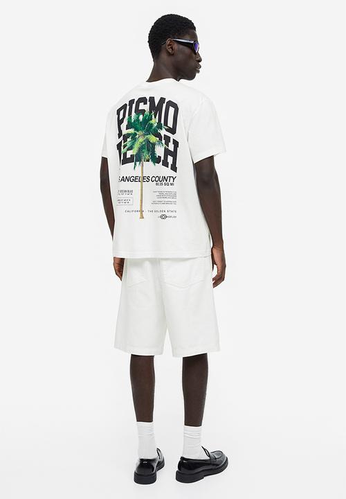 H&M - Regular fit printed T-shirt - white pismo beach