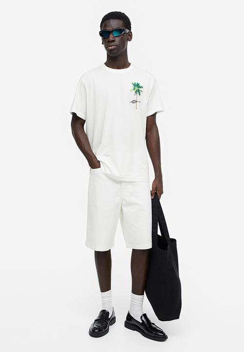 H&M - Regular fit printed T-shirt - white pismo beach