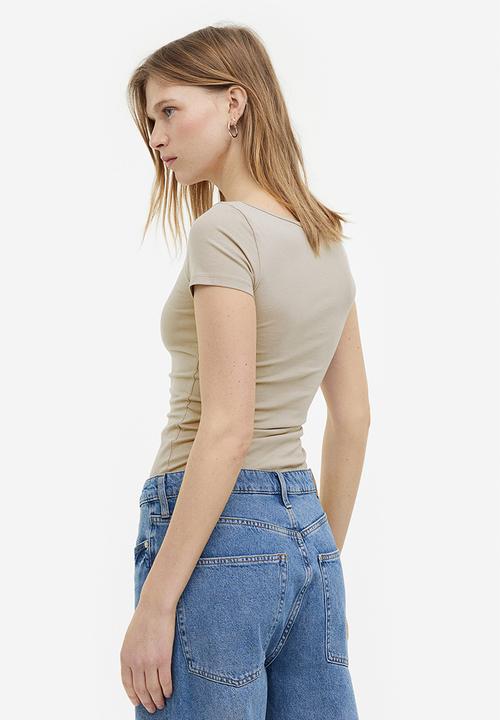 H&M - Fitted T-shirt - beige
