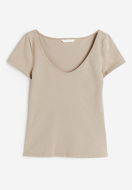 H&M - Fitted T-shirt - beige