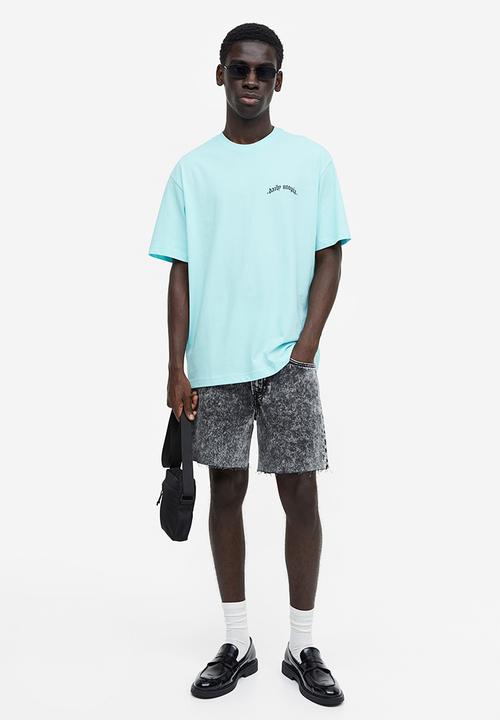 H&M - Relaxed fit printed T-shirt - light turquoise daily utopia