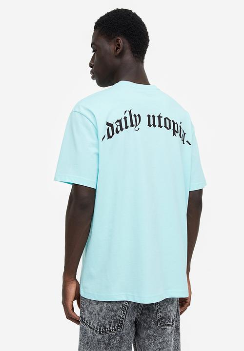 H&M - Relaxed fit printed T-shirt - light turquoise daily utopia