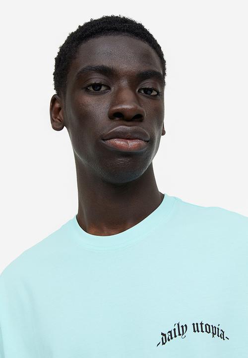 H&M - Relaxed fit printed T-shirt - light turquoise daily utopia