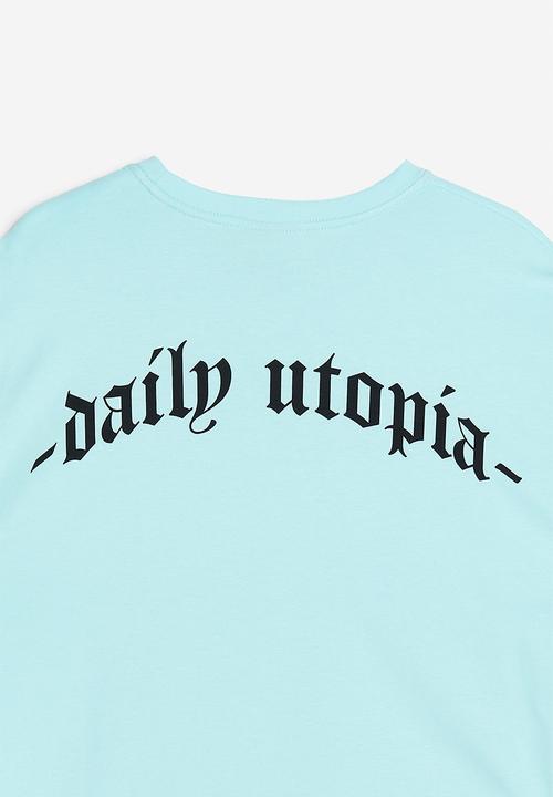 H&M - Relaxed fit printed T-shirt - light turquoise daily utopia