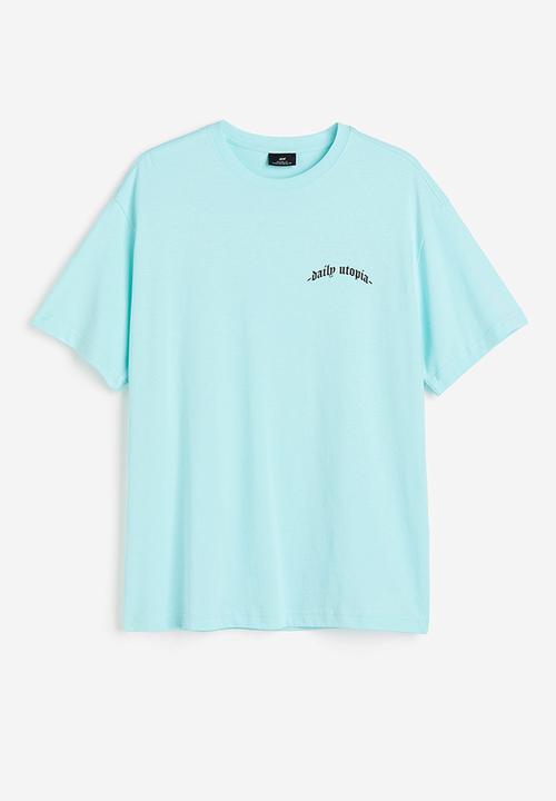 H&M - Relaxed fit printed T-shirt - light turquoise daily utopia