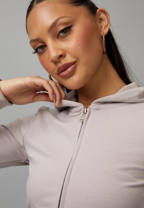 Factorie - Fitted zip through hoodie - soft neutral