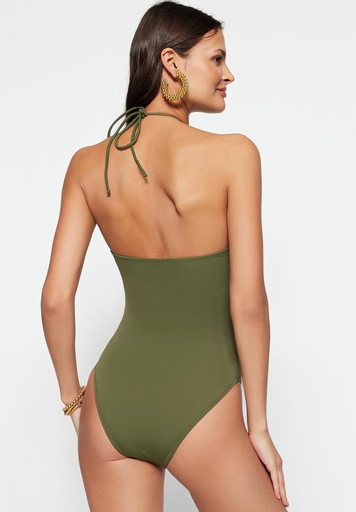 Trendyol - Cross over one piece - khaki