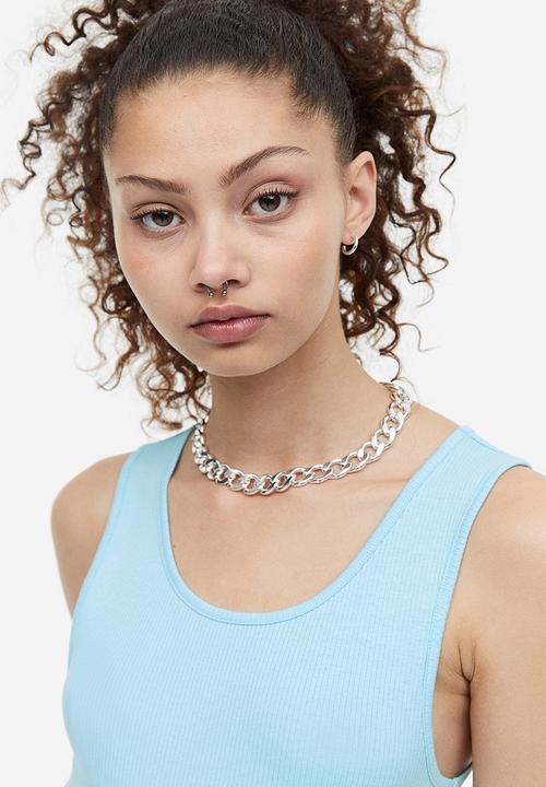 H&M - Ribbed cotton vest top - light blue