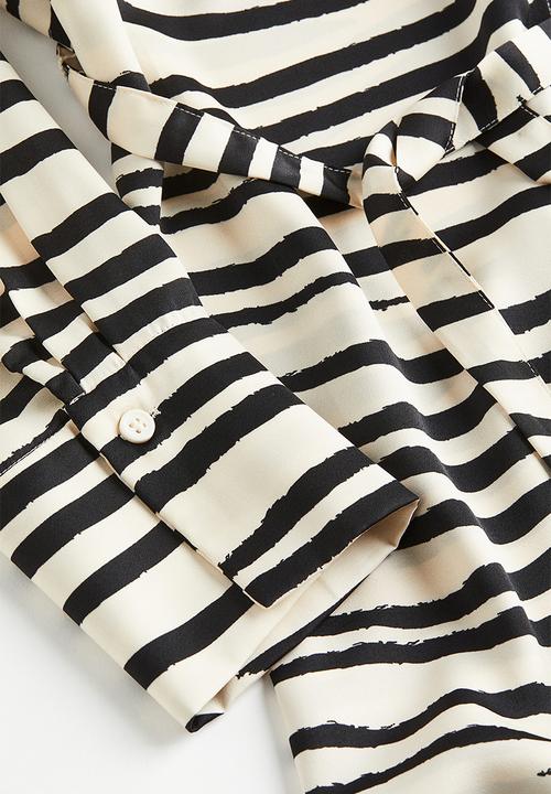 H&M - Tie-belt dress - cream zebra-print