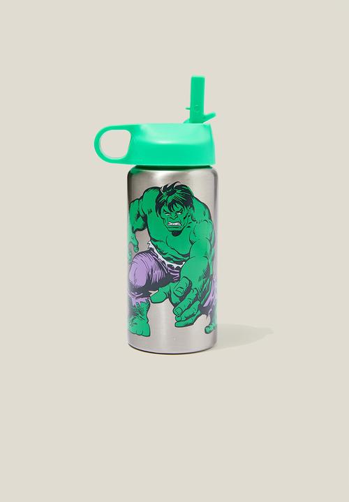 Cotton On - Kids metal drink bottle - lcn mar the hulk/fiji green