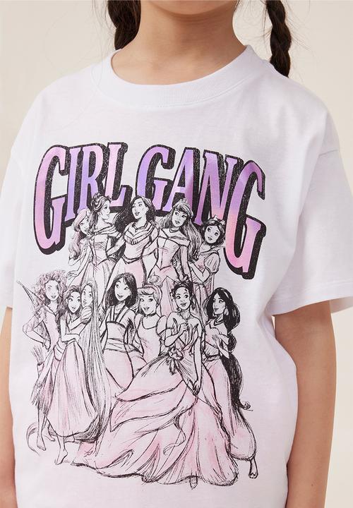 Cotton On - License drop shoulder short sleeve tee - lcn dis girl gang/white
