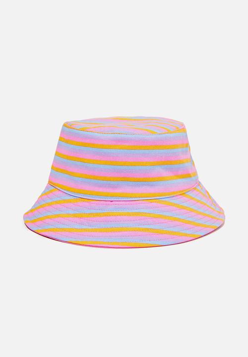 Cotton On - Kids reversible bucket hat - bubblegum pop stripe