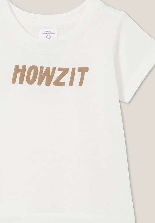 Cotton On - Jamie short sleeve tee - vanilla/taupy brown howzit