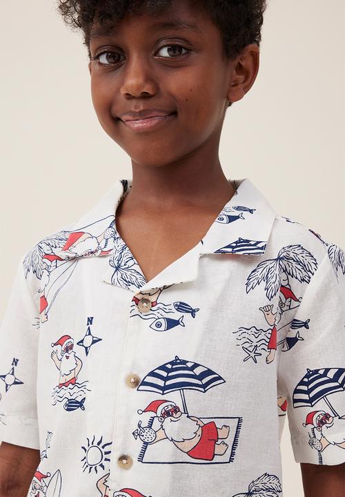 Cotton On - Cabana short sleeve shirt - vanilla/in the navy christmas