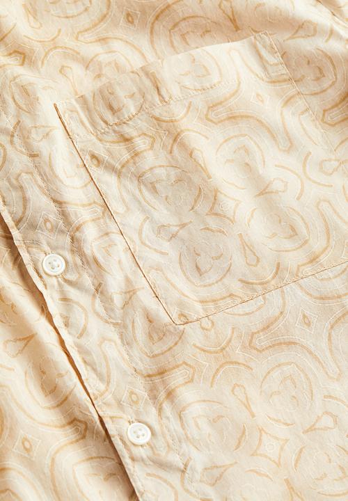 H&M - Cotton shirt regular fit - light beige patterned