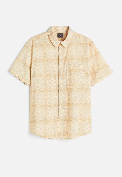 H&M - Cotton shirt regular fit - light beige patterned