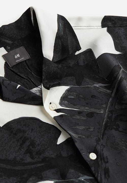 H&M - Patterned resort shirt - black leaf patterned