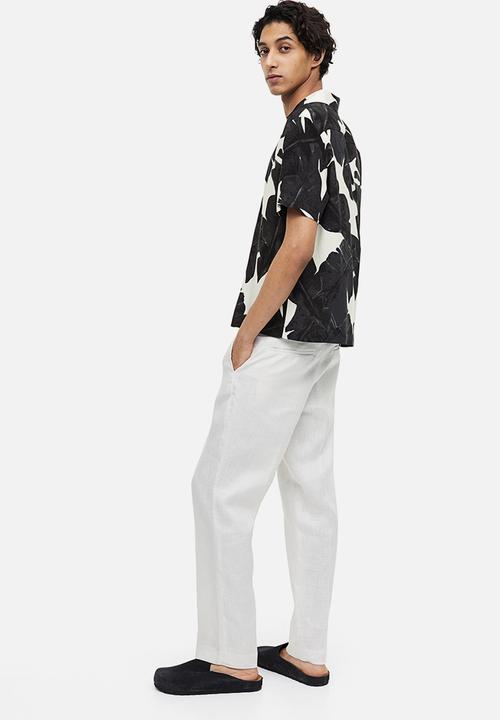 H&M - Patterned resort shirt - black leaf patterned