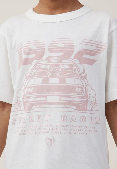 Cotton On - Jonny short sleeve print tee - vanilla/zephyr 1992 street racer