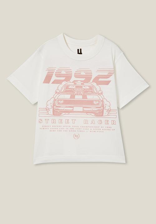 Cotton On - Jonny short sleeve print tee - vanilla/zephyr 1992 street racer