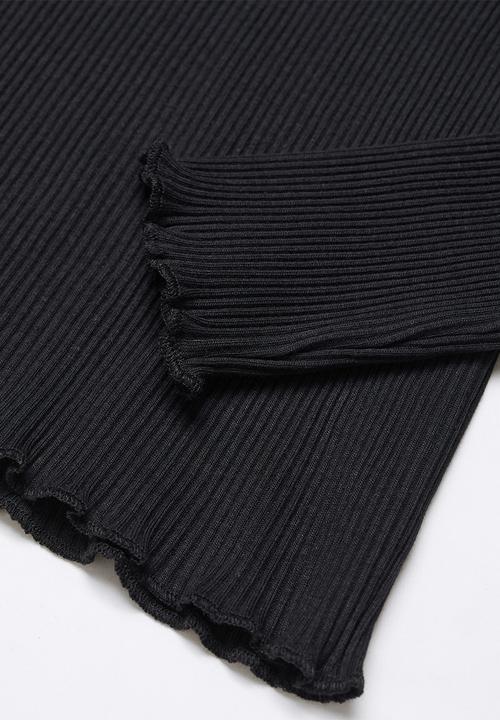 MANGO - T-shirt turborib - black