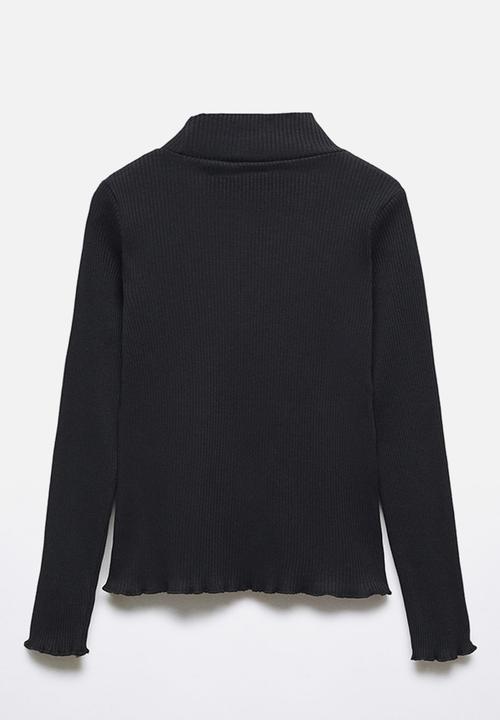 MANGO - T-shirt turborib - black