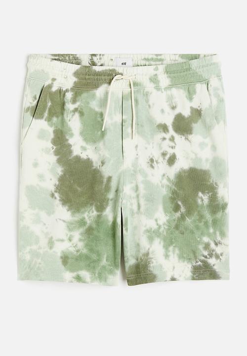 H&M - Relaxed fit printed sweatshorts - khaki green tie dye