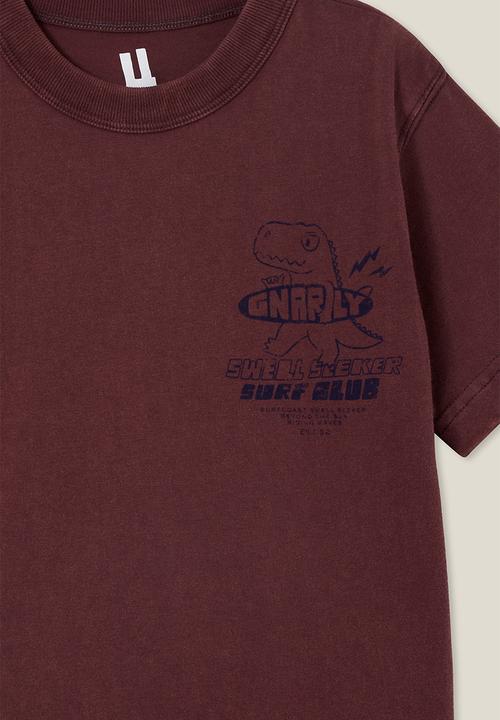 Cotton On - Jonny short sleeve print tee - crushed berry/gnarly