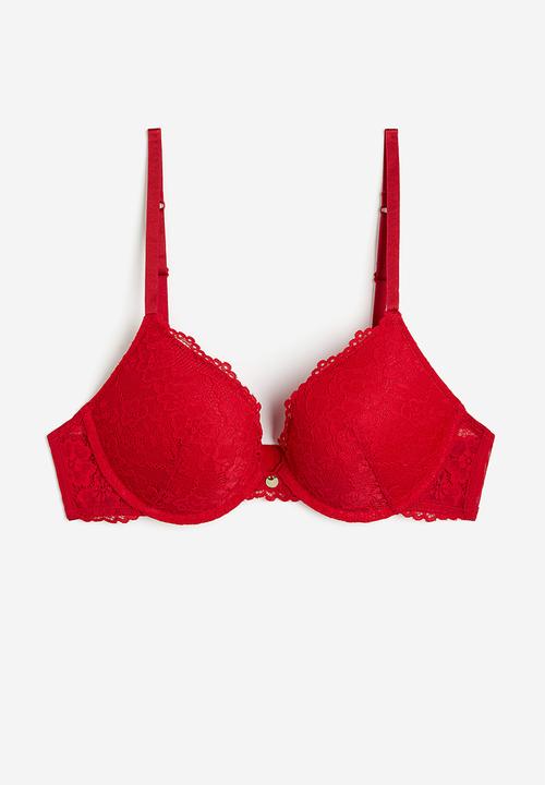 H&M - Lace push-up bra - red