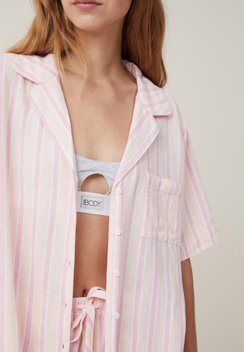 Cotton On - Body woven sleep set - sadie stripe peach