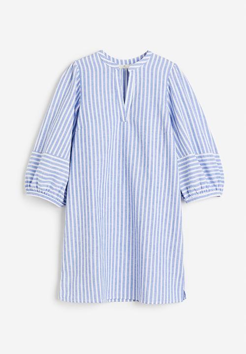 H&M - Linen-blend tunic dress - blue