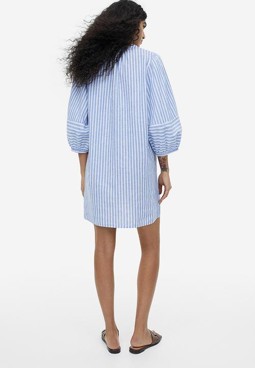 H&M - Linen-blend tunic dress - blue