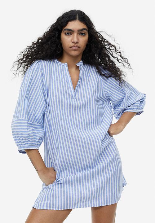 H&M - Linen-blend tunic dress - blue