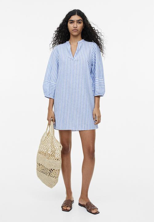 H&M - Linen-blend tunic dress - blue