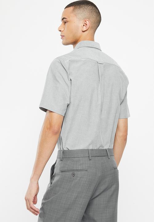 Pringle of Scotland - Phillip short sleeve oxford classic shirt - light grey