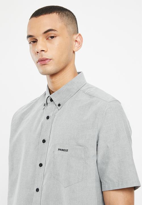 Pringle of Scotland - Phillip short sleeve oxford classic shirt - light grey