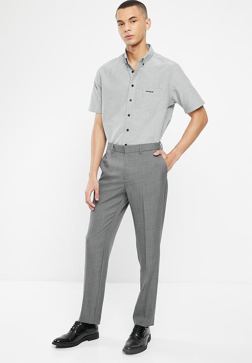 Pringle of Scotland - Phillip short sleeve oxford classic shirt - light grey