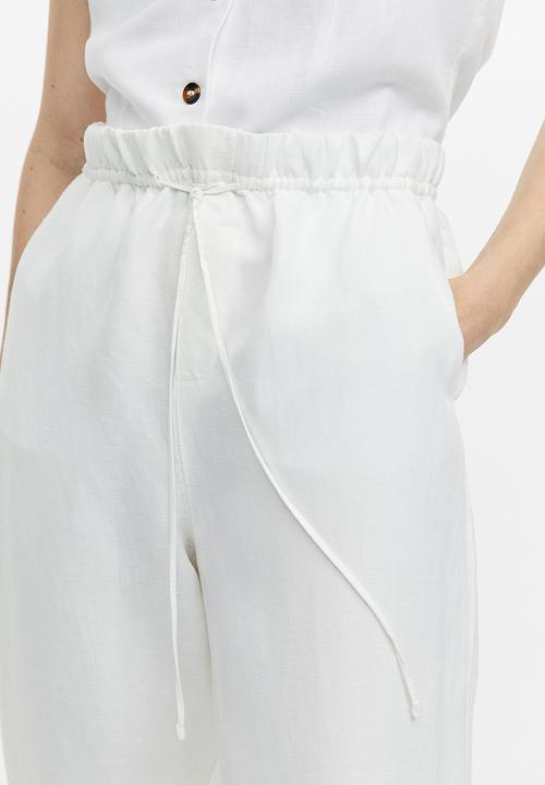 H&M - Linen-blend tapered trousers - white