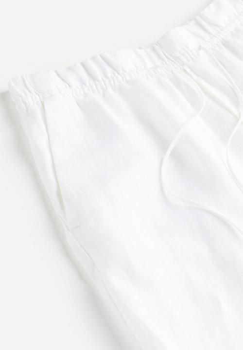 H&M - Linen-blend tapered trousers - white